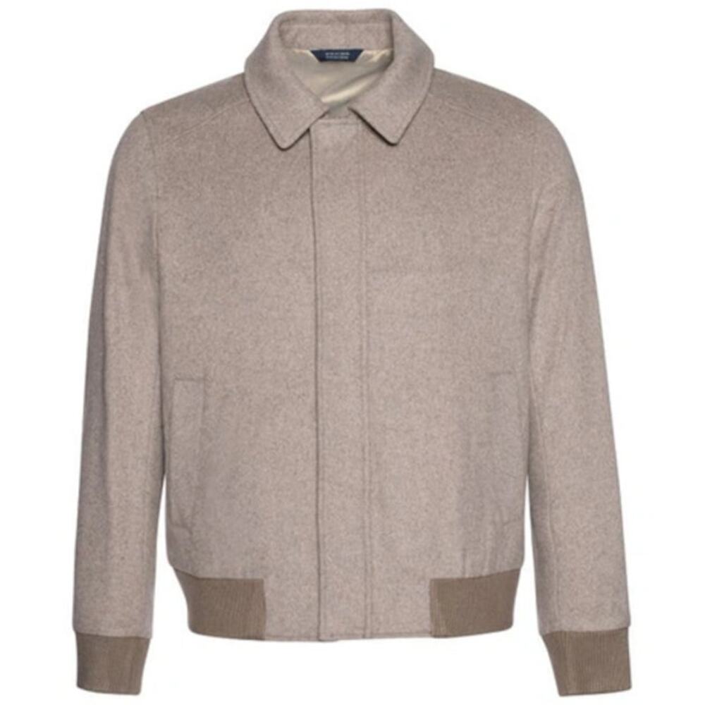 Cardinal of Canada Wool Blend Bomber Jacket In Oatmeal, Size Large